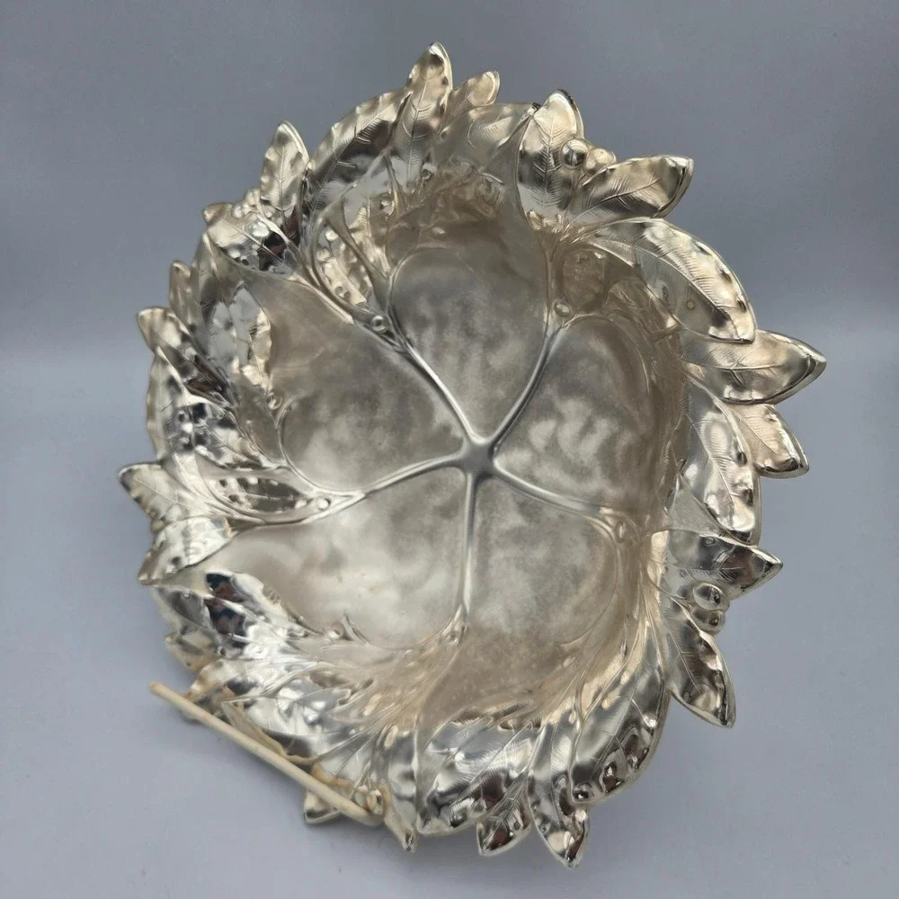 Vintage 1960s WMF Ikora Silver Plated Laurel Leaf Footed Bowl 10.5" MCM Germany - Picture 8 of 15